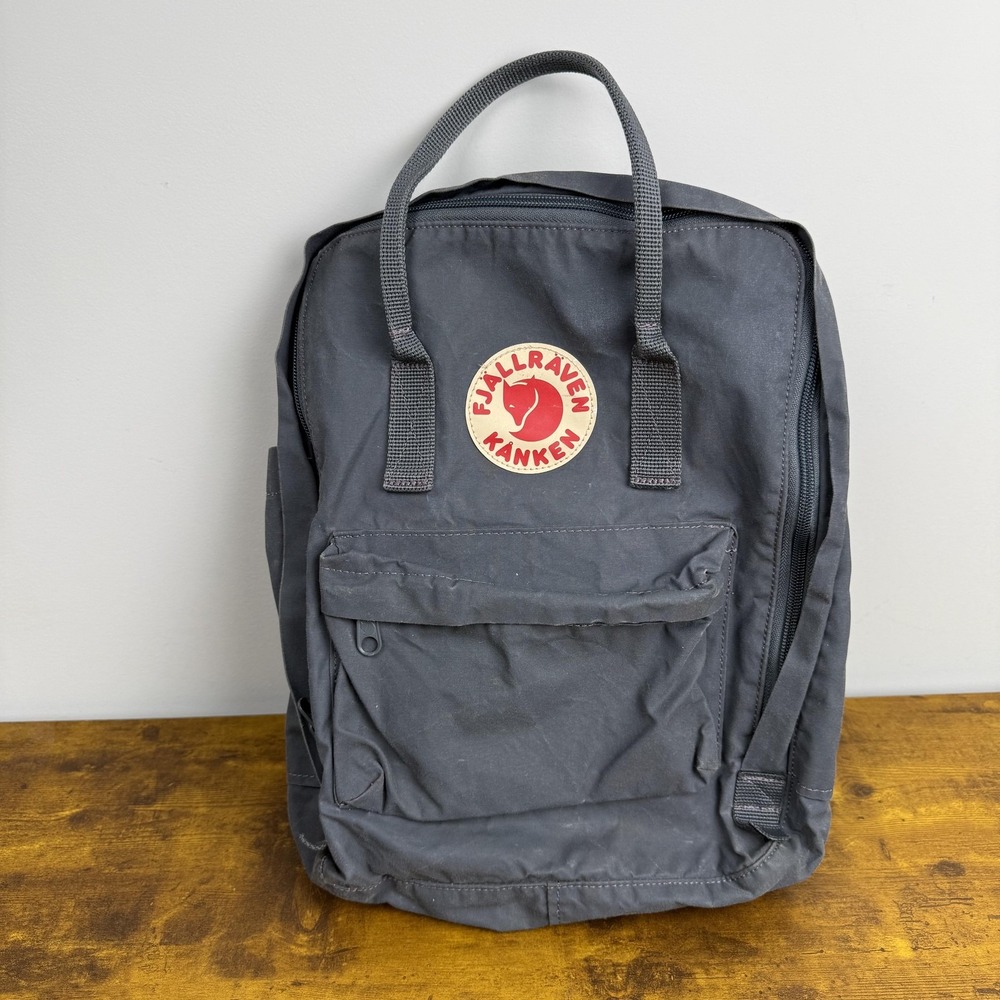 Fjallraven Kanken Gray 15" Canvas Backpack Women Soft Case Travel Daypack Bag